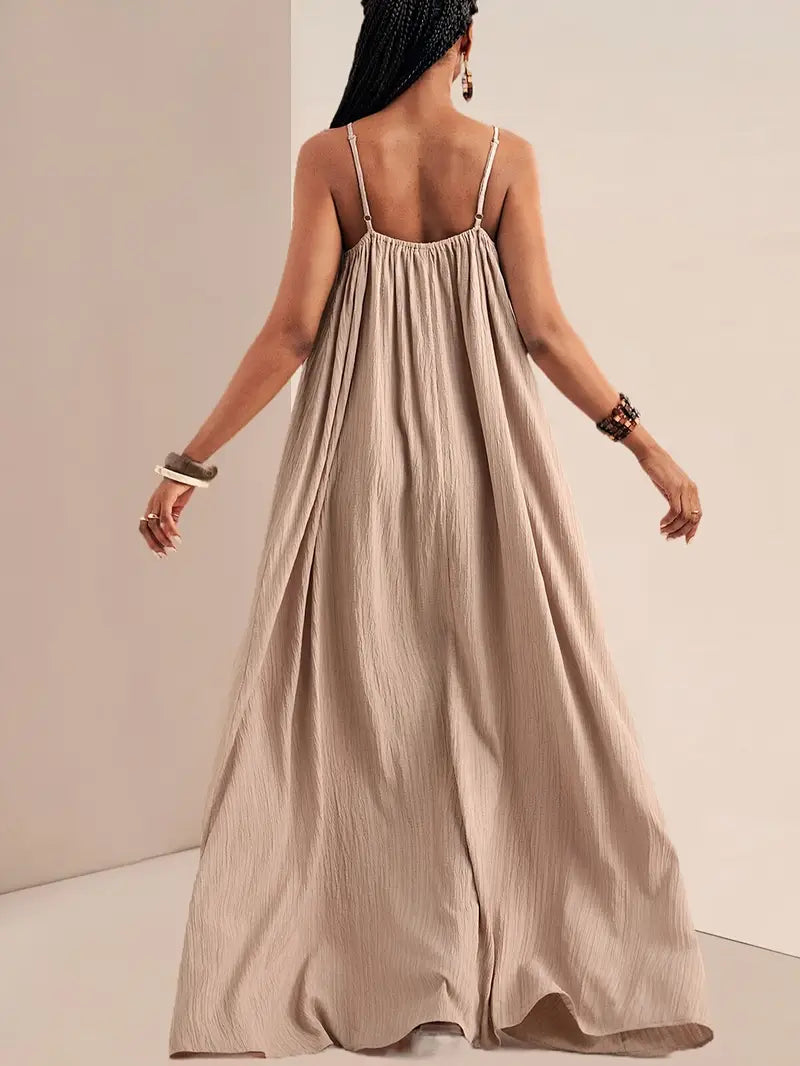 Maxi Dress with Gathered Neckline for Women