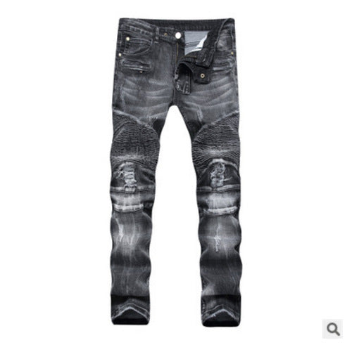 Rugged Street Biker Slim Jeans