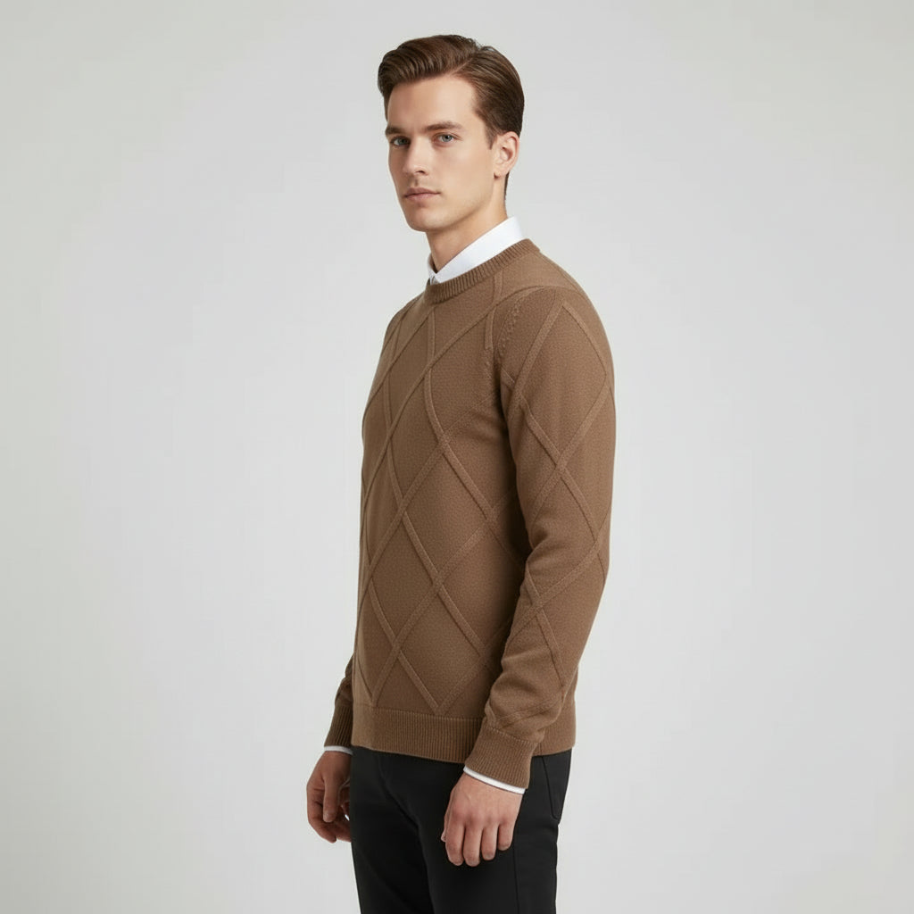 Diamond Texture Crew Sweater