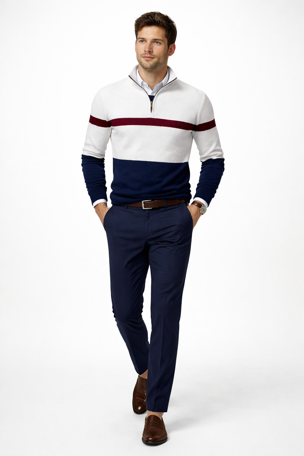 Men’s Colorblock Quarter Zip Knit Shirt