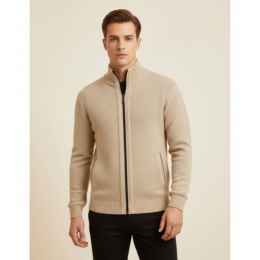 Zip Knit Stand Collar Jacket