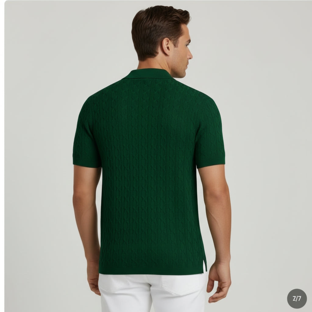 Men’s Cable Knit Short Sleeve Shirt
