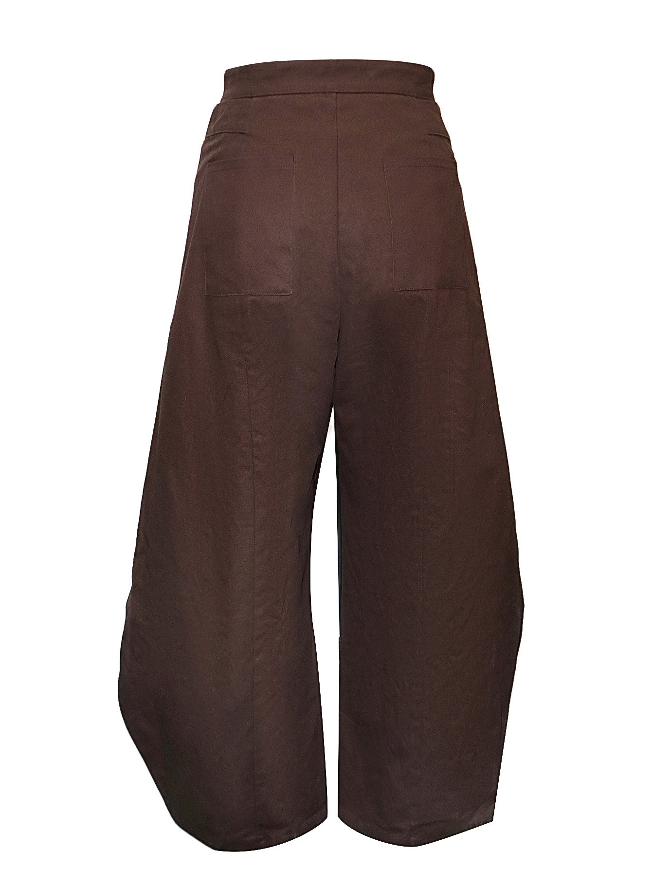Retro High-waisted Cross-over Metal Buckle Irregular Wide-leg Pants
