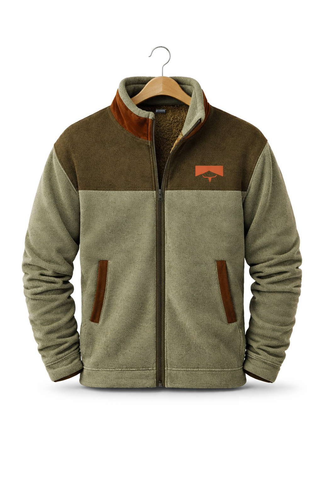 Men’s Fleece-Lined Zip Jacket With Patterned Sleeves