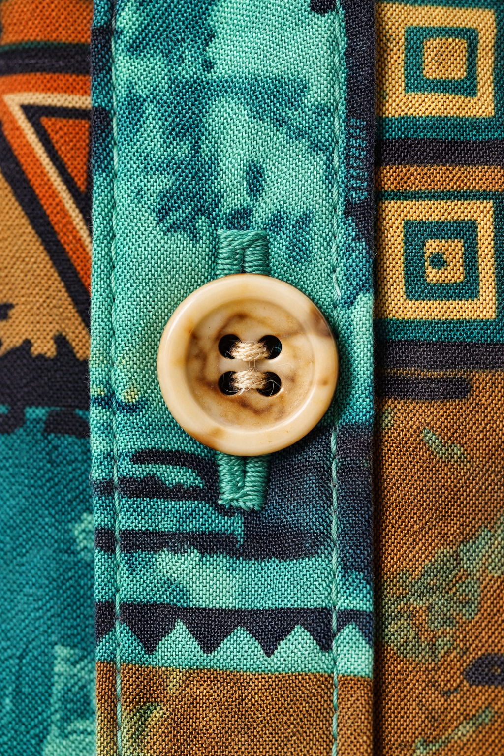Geometric Tribal Print Short Sleeve Button Shirt
