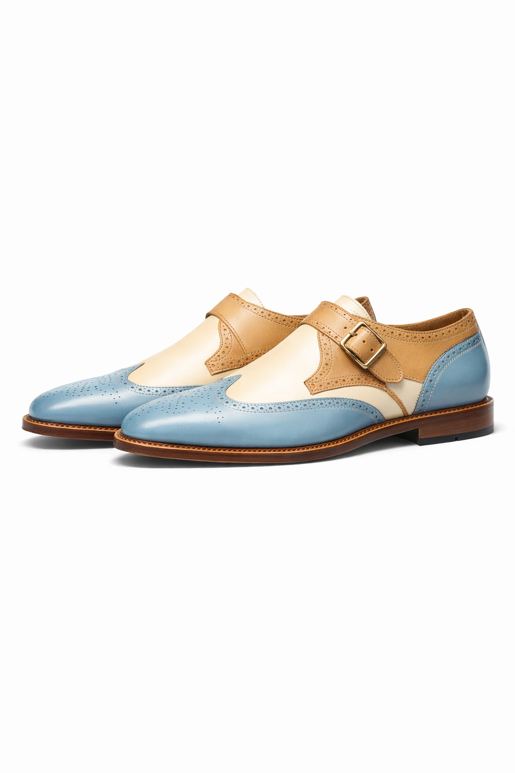 Tri-Tone Monk Strap Wingtip Oxfords