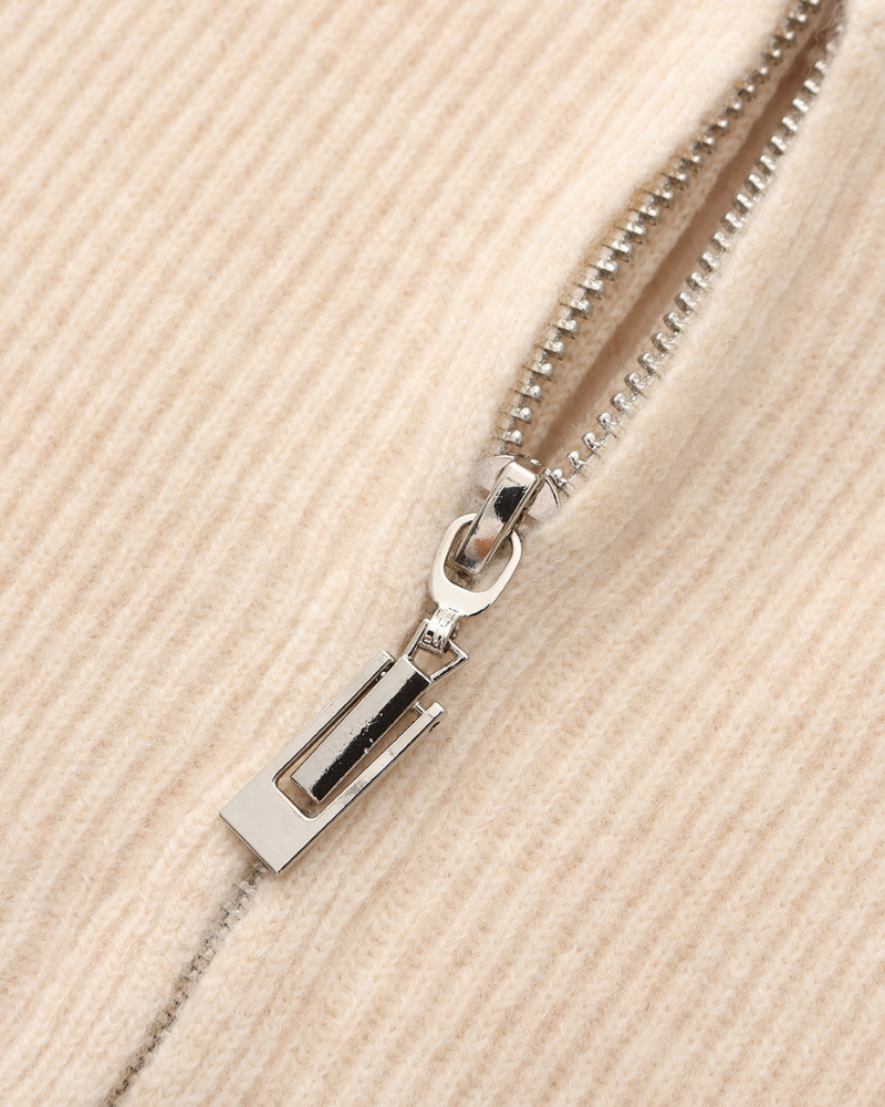 Men’s Knit Zip Cardigan with Ribbed Detailing Long Sleeve