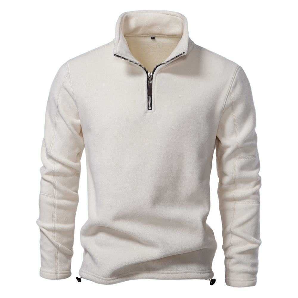 Men’s Long Sleeve Quarter Zip Fleece Top With Stand Collar