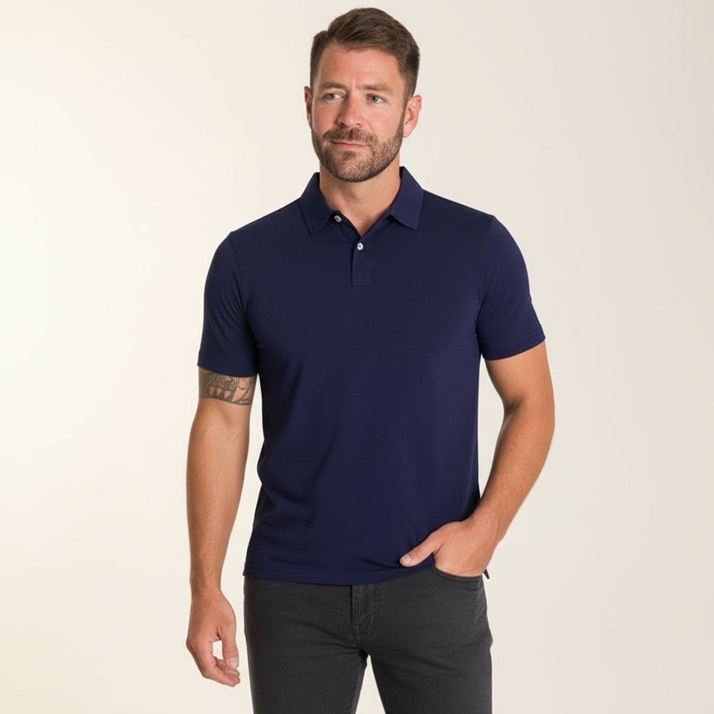 Modern Navy Short Sleeve Polo