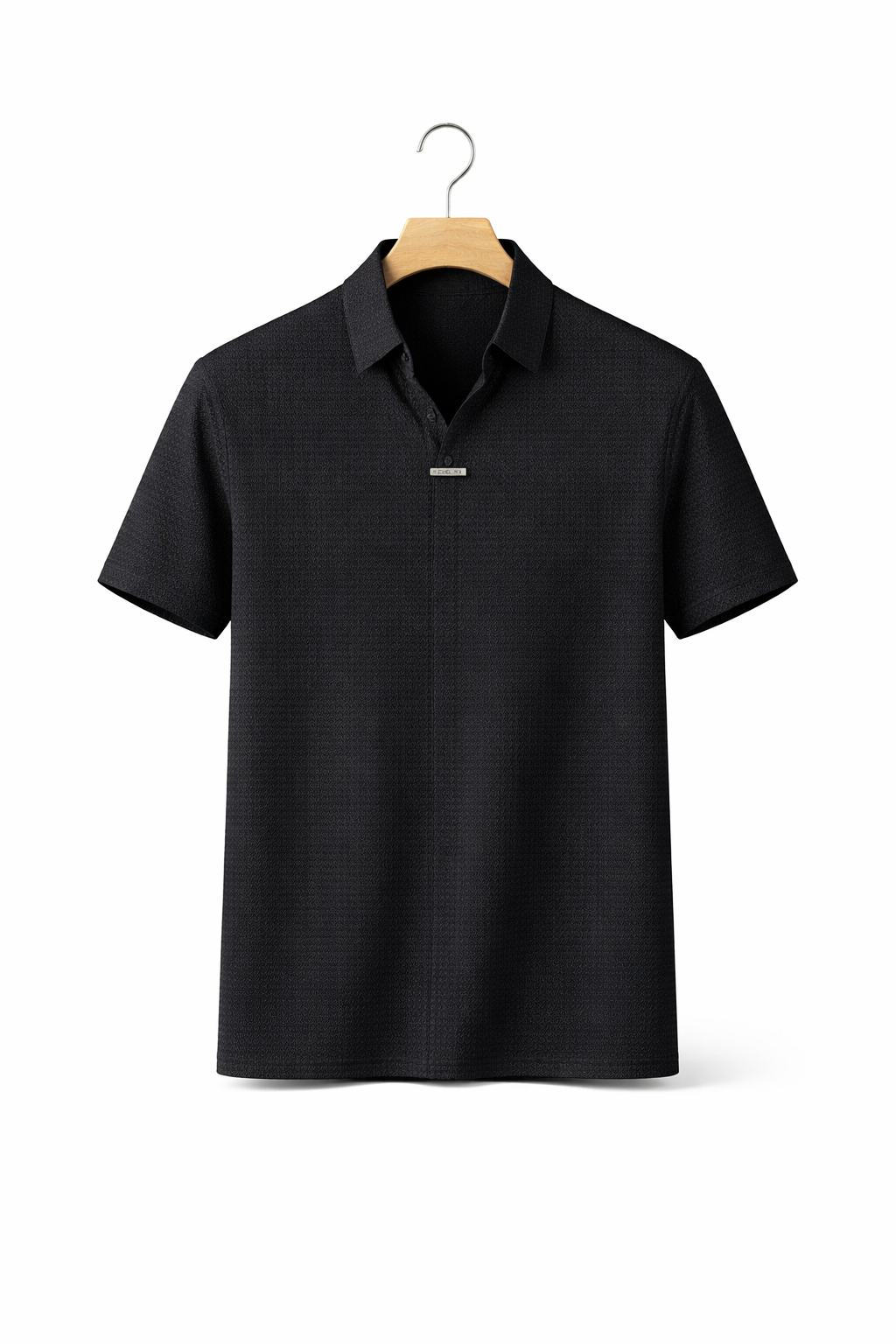 Stretch Waffle Pattern Polo Shirt