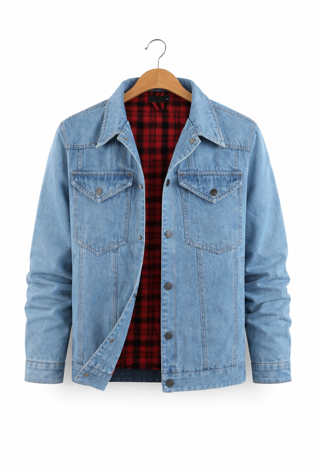 Men’s Button Front Lined Denim Jacket for Outdoor Wear