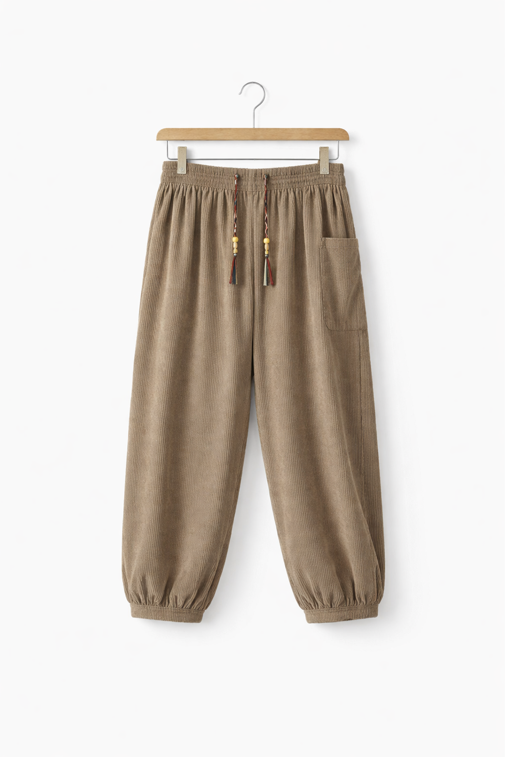 Men’s Home Wide Leg Pants with Drawstring Waist and Cuffed Leg