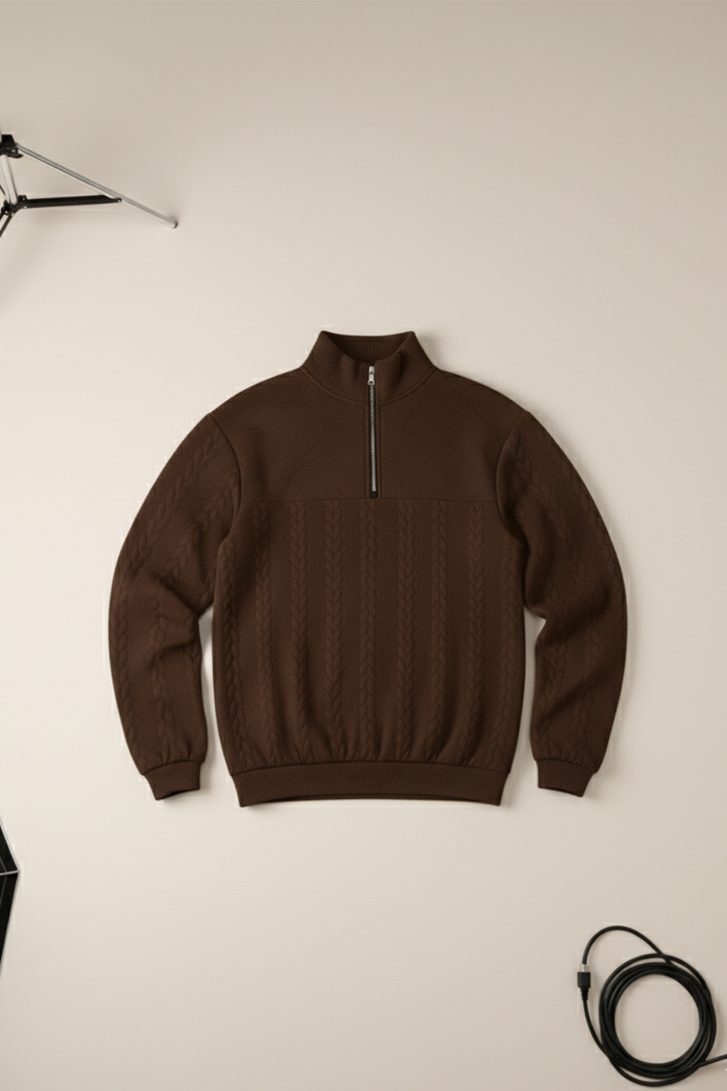 Half-Zip Turtle Neck Sweatshirt | Carter – Coffee Brown