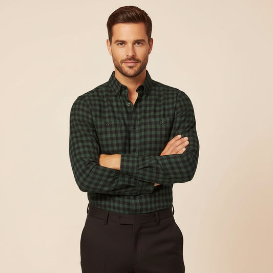 Classic Green Checked Button Shirt