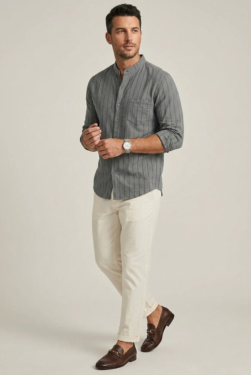 Stripe Grandad Shirt