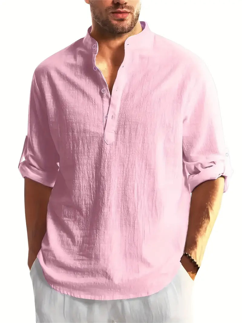 Casual Henley Collar Shirt for Men