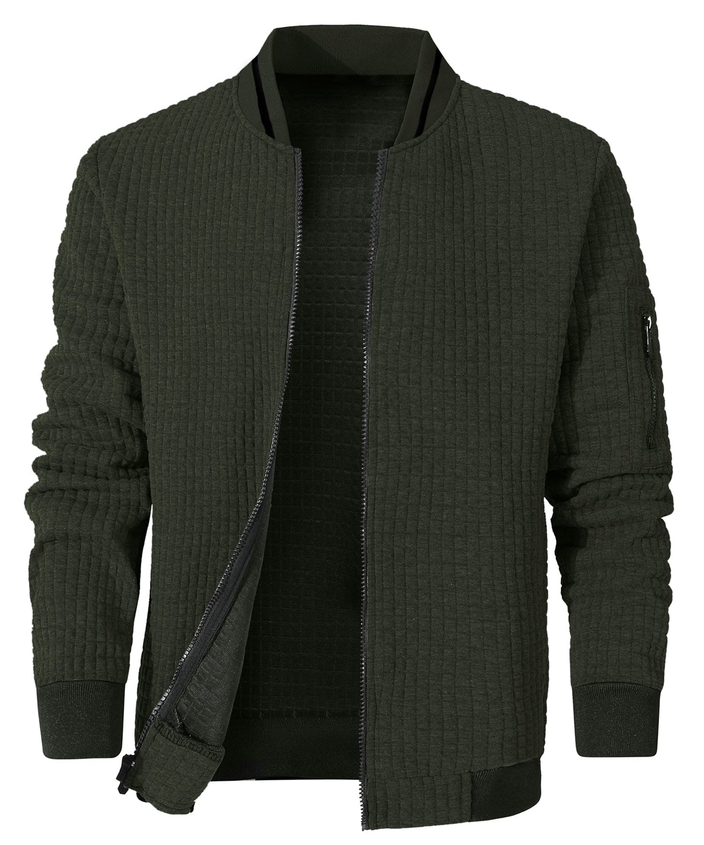 Textured Knit Bomber Jacket