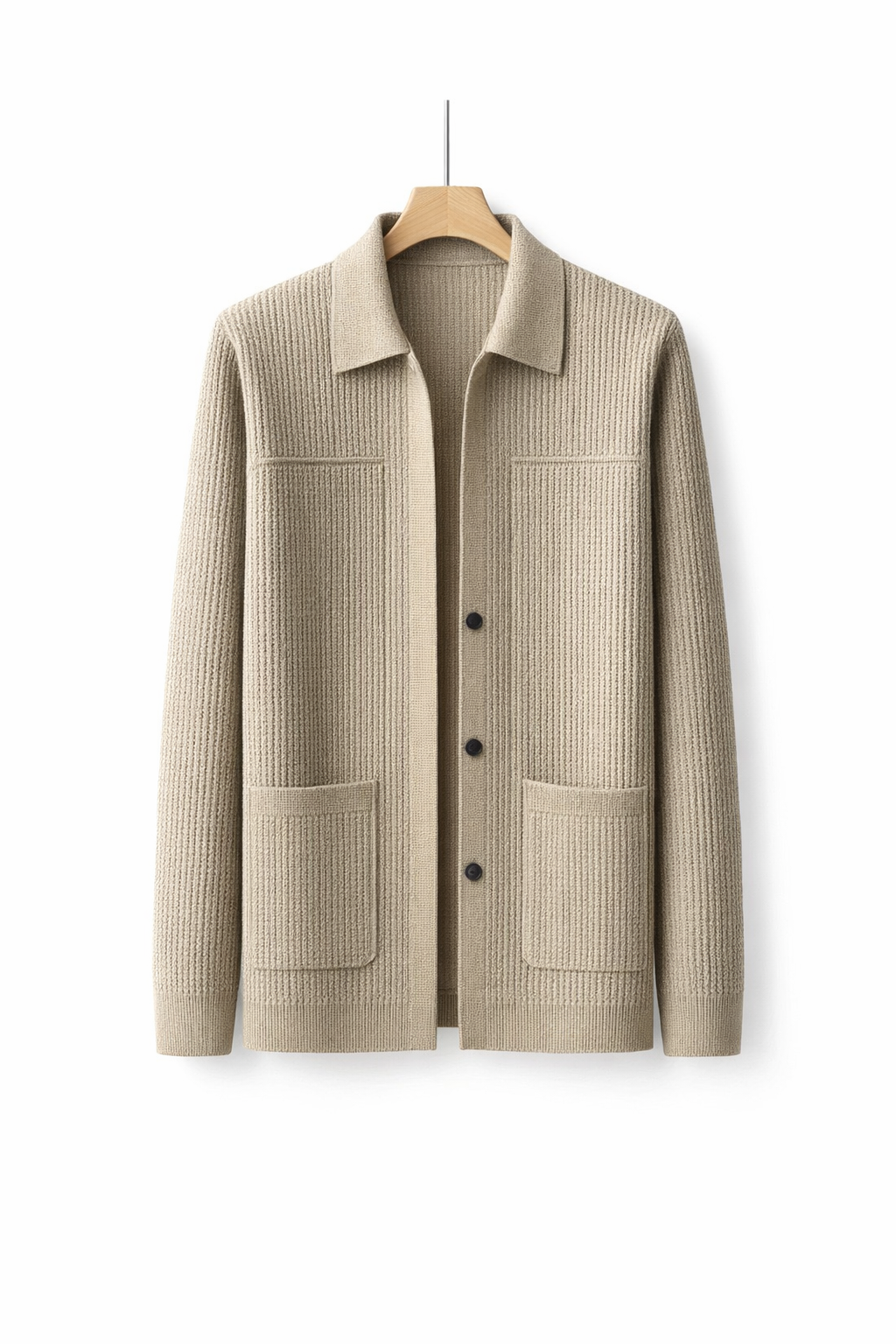 Rib Knit Button-Front Cardigan Jacket