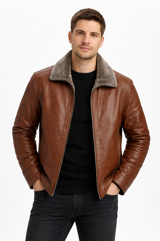 Synthetisch leder fleece jack