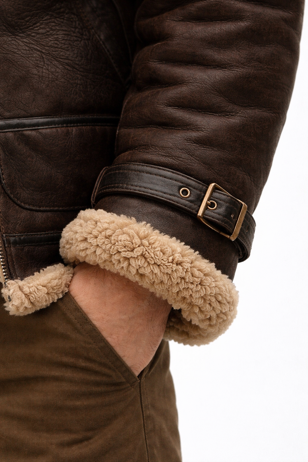 Men’s Aviator Style Jacket with Lined Collar for Cold Weather