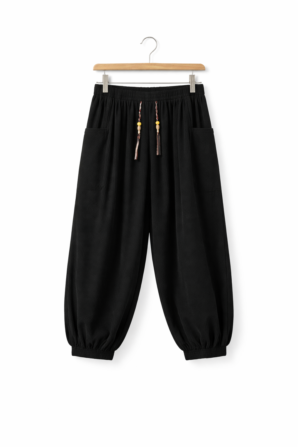 Men’s Home Wide Leg Pants with Drawstring Waist and Cuffed Leg