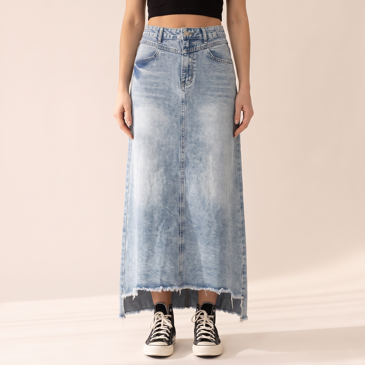 Aldena A-lijn maxi-rok van denim