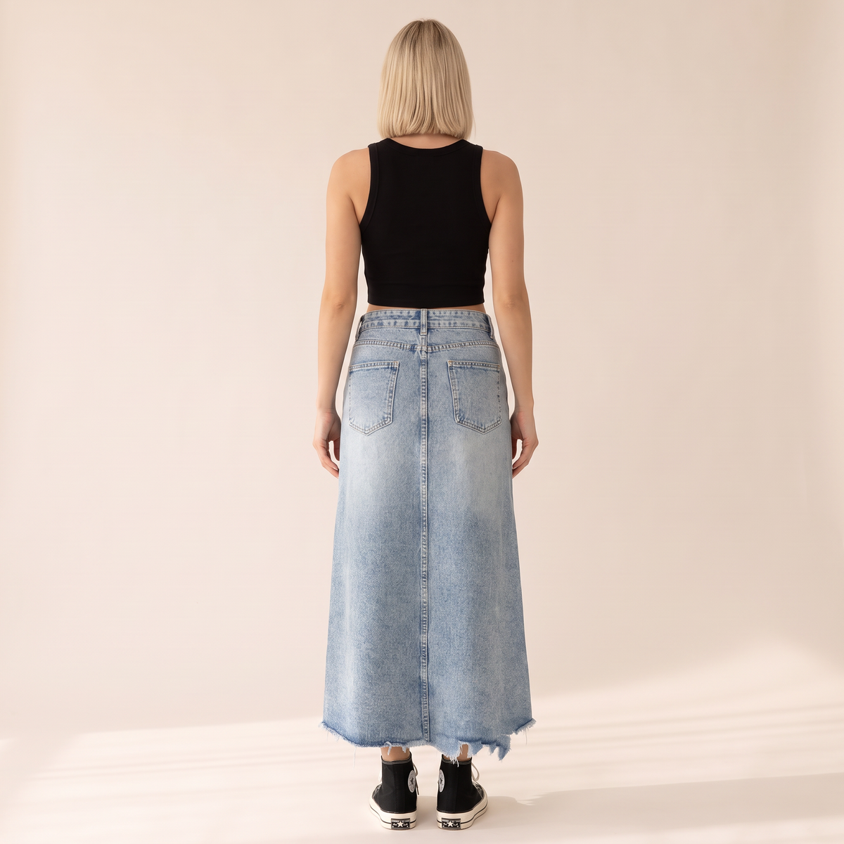 Aldena A-lijn maxi-rok van denim