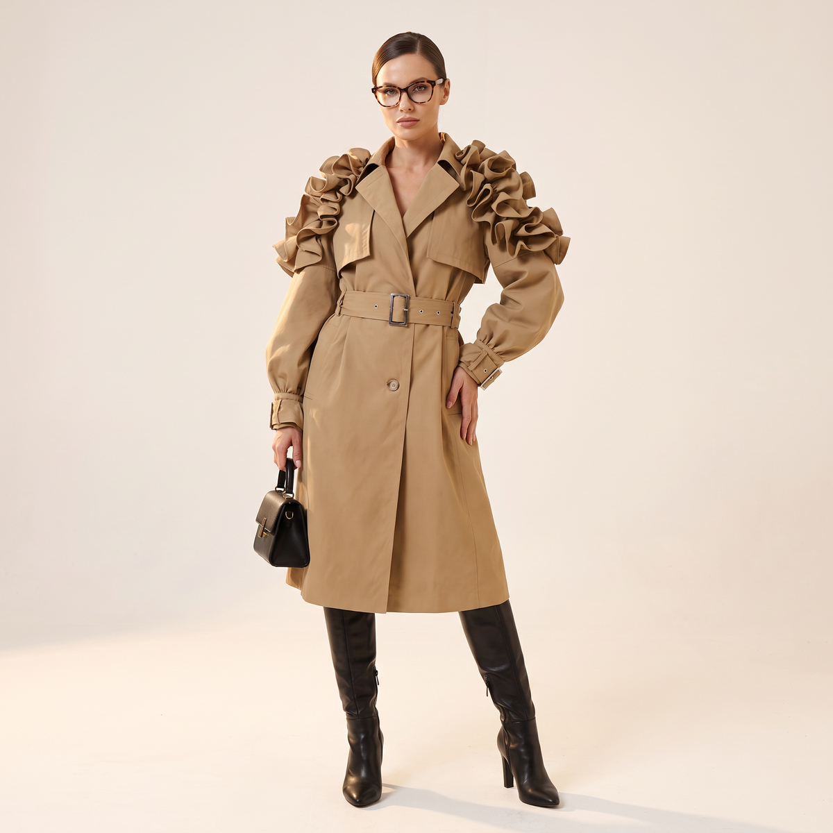 Arlette trenchcoat met ruches
