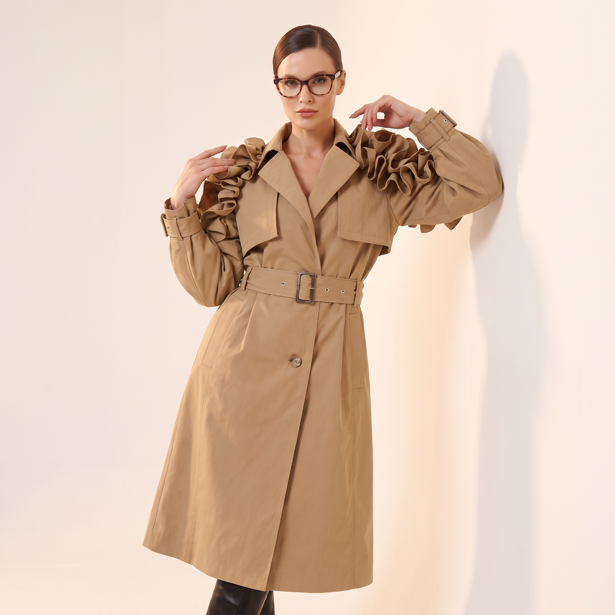 Arlette trenchcoat met ruches