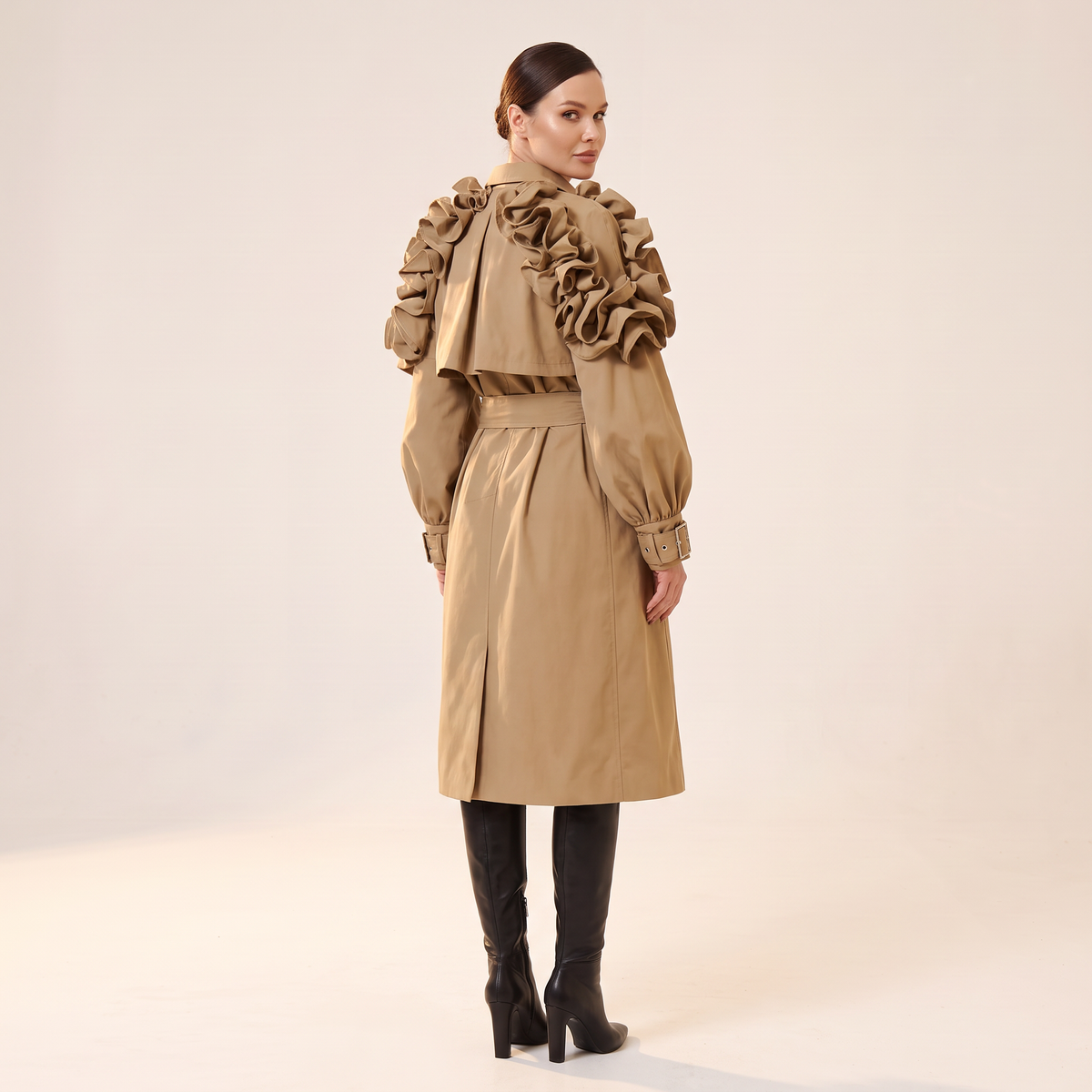 Arlette trenchcoat met ruches