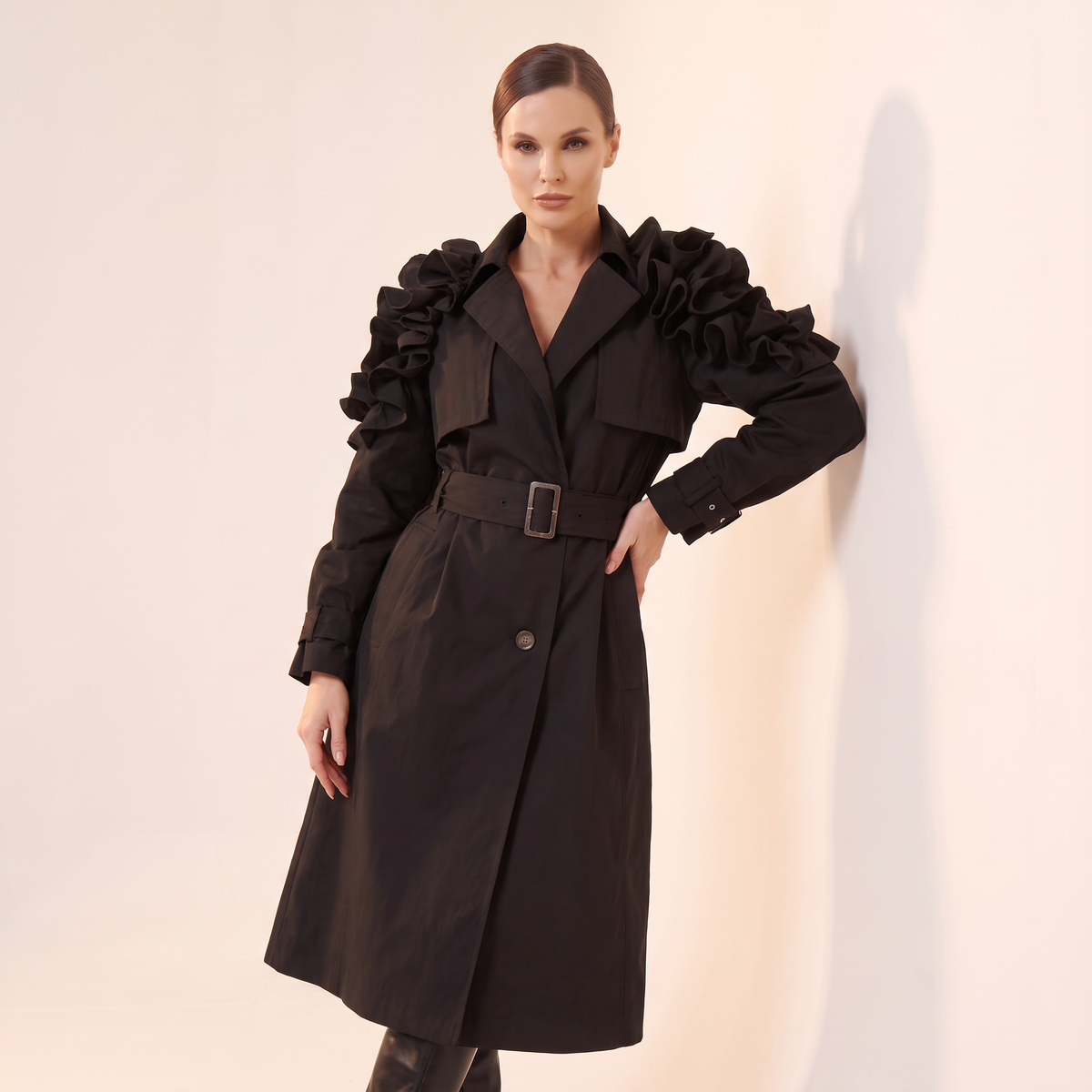 Arlette trenchcoat met ruches