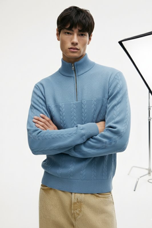 Half-Zip Turtle Neck Sweatshirt | Brandon – Bright Blue