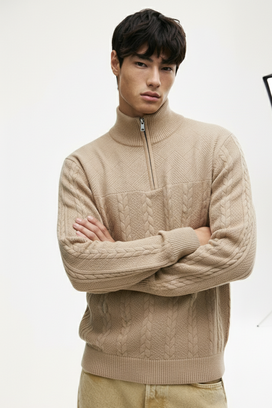 Half-Zip Turtle Neck Sweatshirt | Mason – Mocha Brown