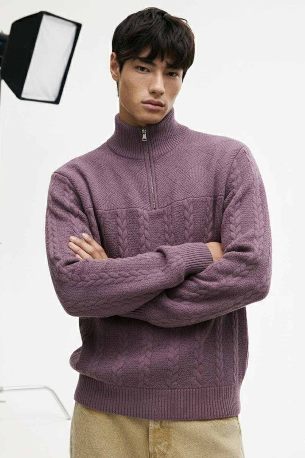 Half-Zip Turtle Neck Sweatshirt | Owen – Grape