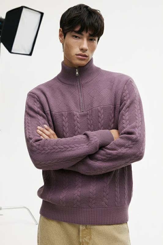 Half-Zip Turtle Neck Sweatshirt | Owen – Grape