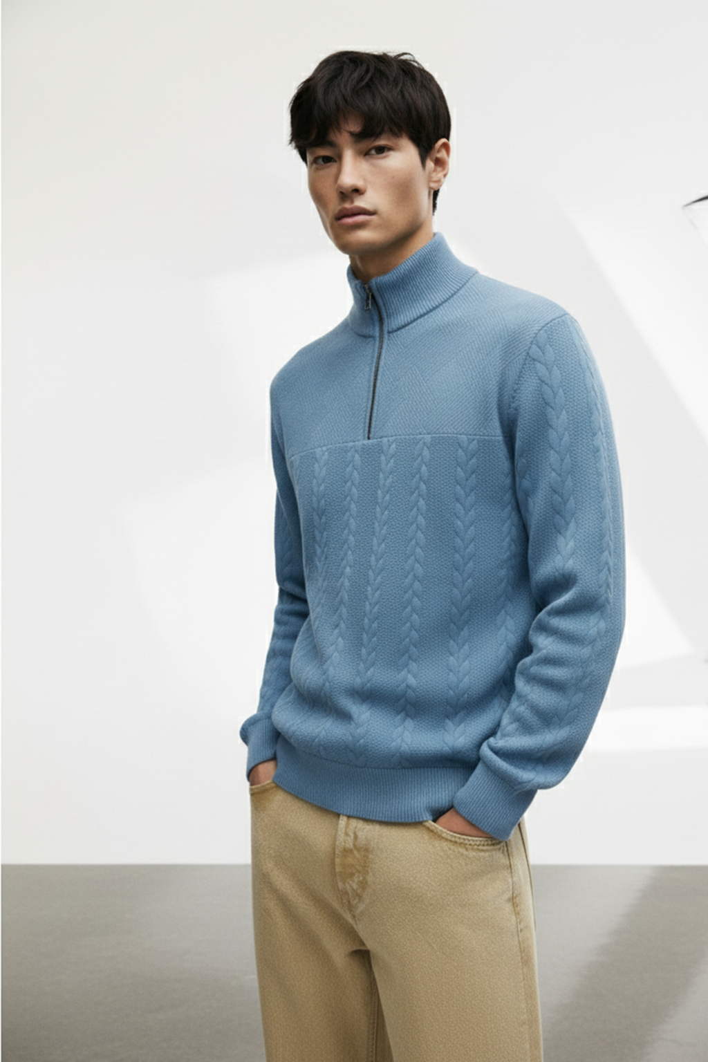 Half-Zip Turtle Neck Sweatshirt | Brandon – Bright Blue