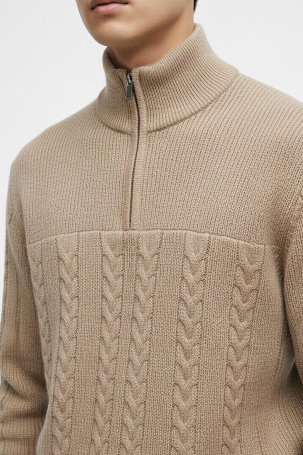 Half-Zip Turtle Neck Sweatshirt | Mason – Mocha Brown