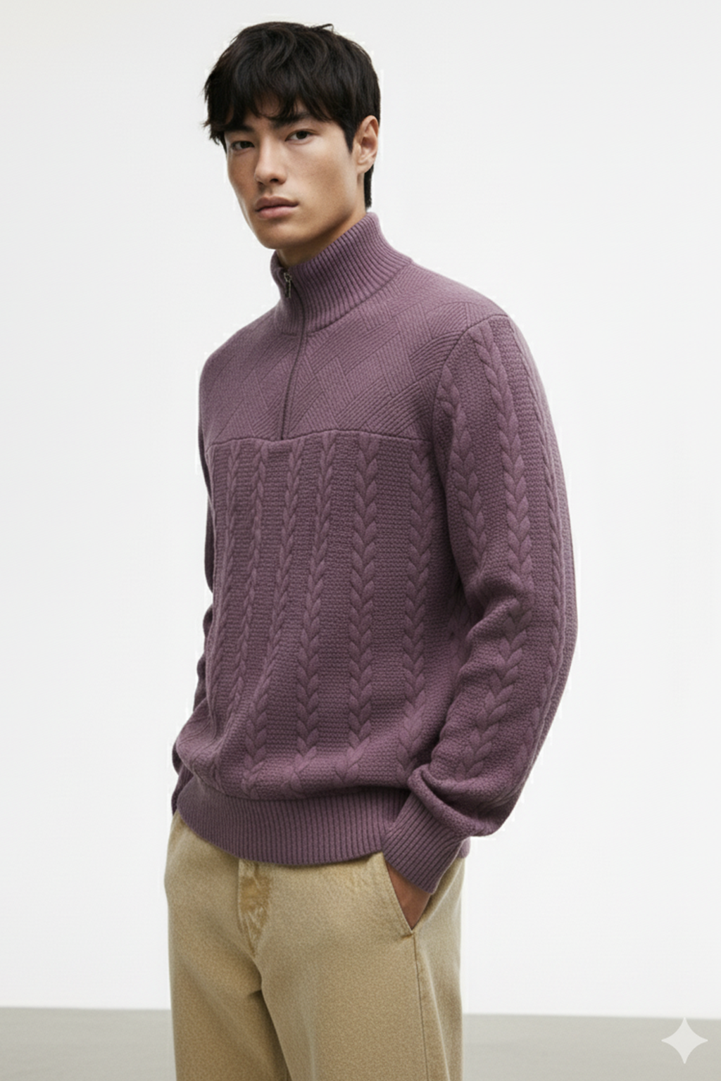 Half-Zip Turtle Neck Sweatshirt | Owen – Grape