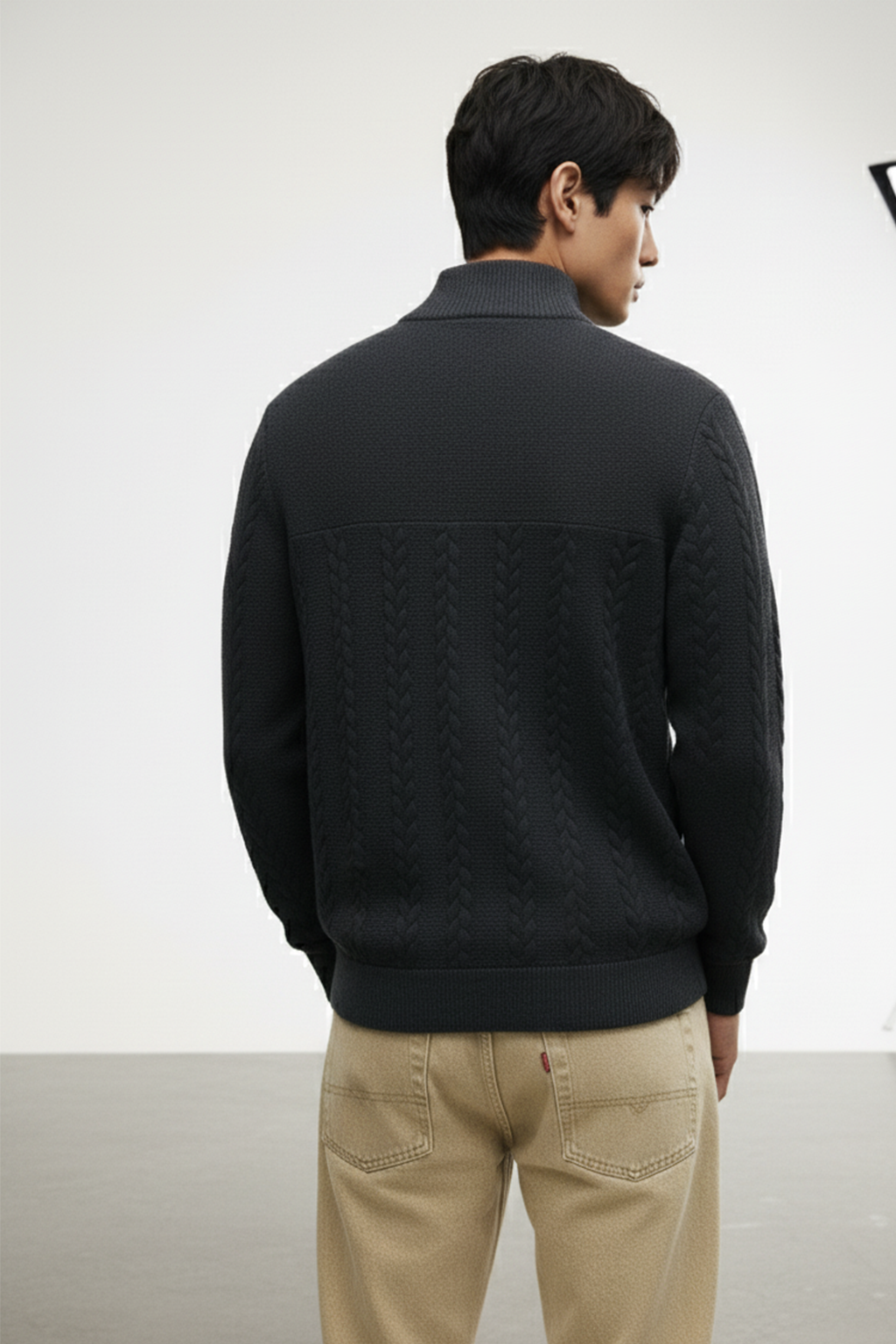 Half-Zip Turtle Neck Sweatshirt | Jacob – Ink Black