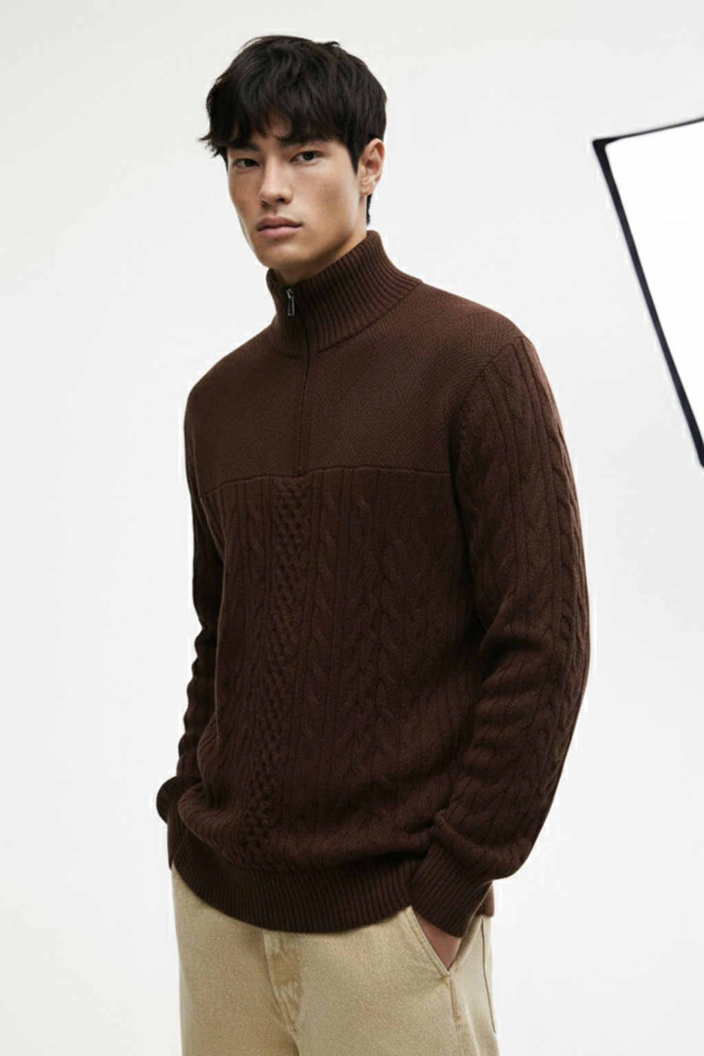 Half-Zip Turtle Neck Sweatshirt | Carter – Coffee Brown