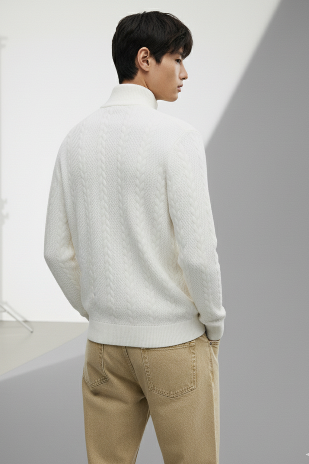 Half-Zip Turtle Neck Sweatshirt | Aiden – Snow White