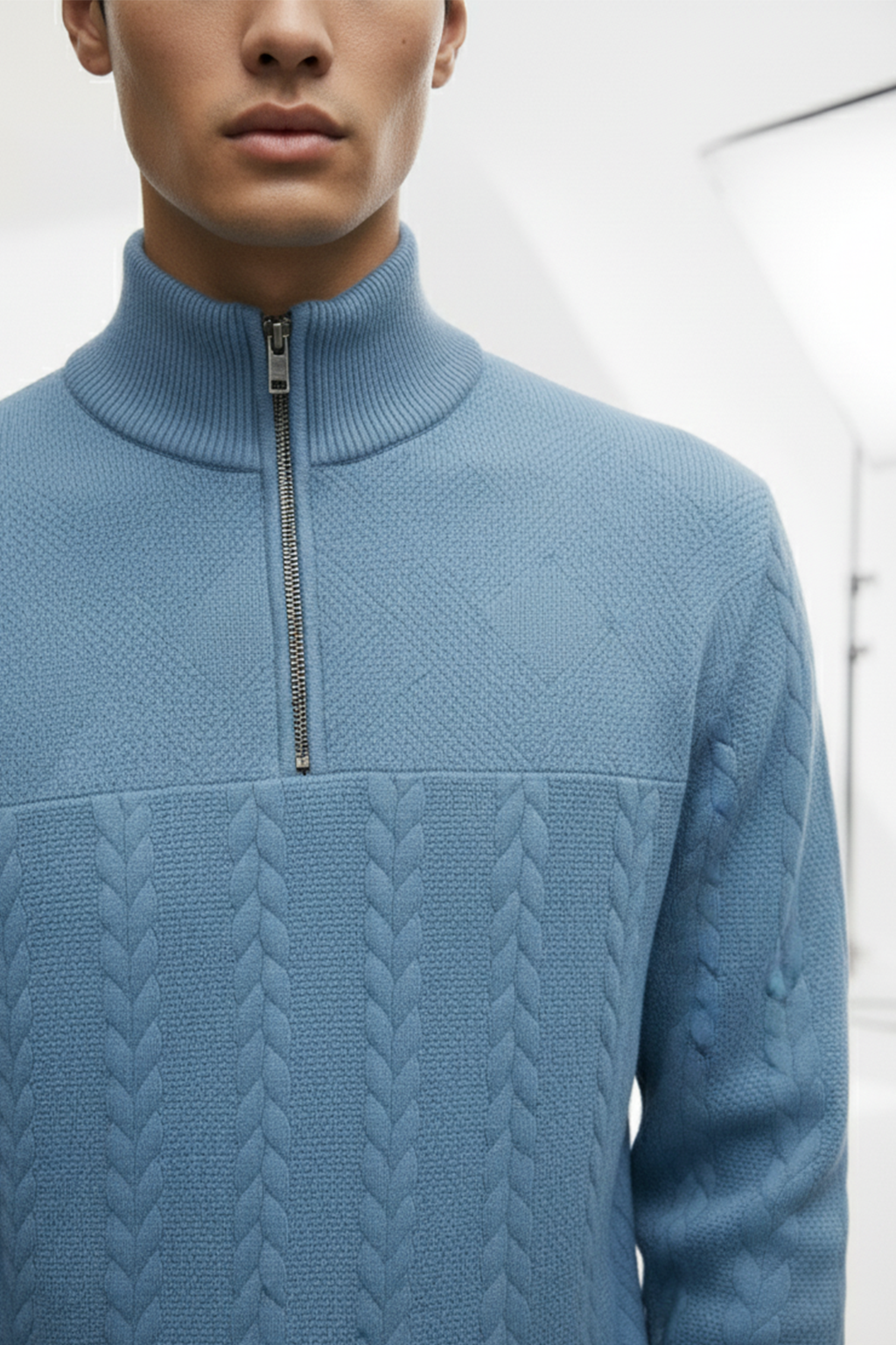Half-Zip Turtle Neck Sweatshirt | Brandon – Bright Blue