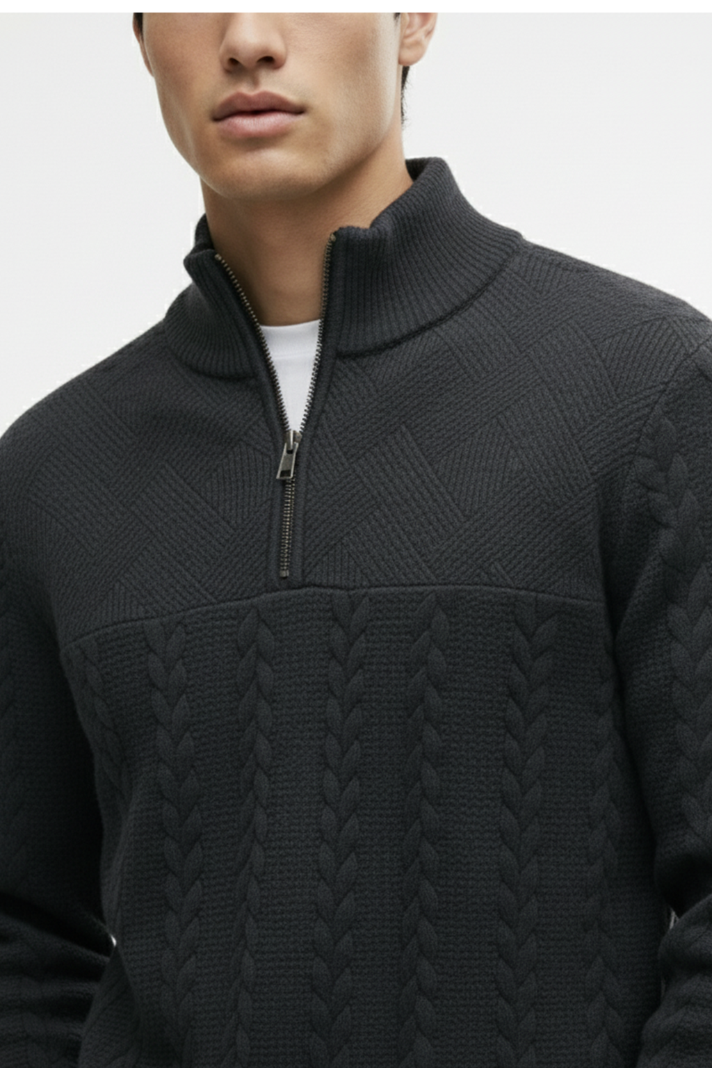 Half-Zip Turtle Neck Sweatshirt | Jacob – Ink Black