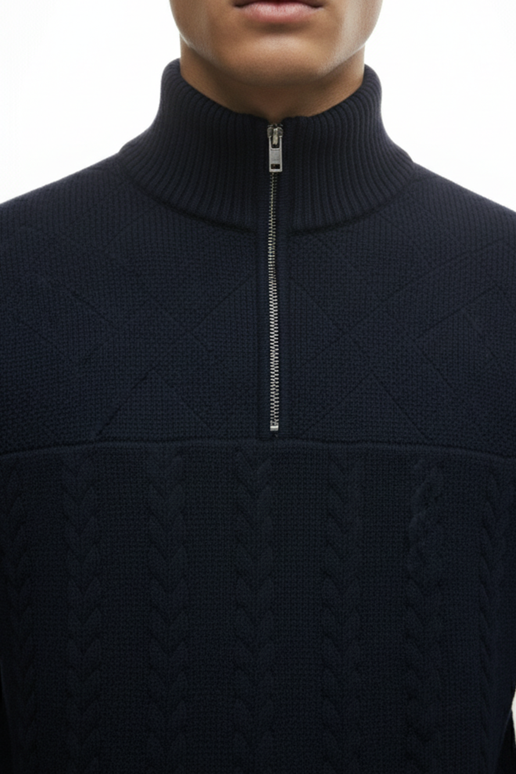 Half-Zip Turtle Neck Sweatshirt | Connor – Navy Blue