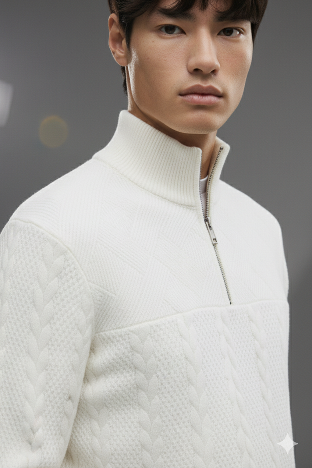 Half-Zip Turtle Neck Sweatshirt | Aiden – Snow White