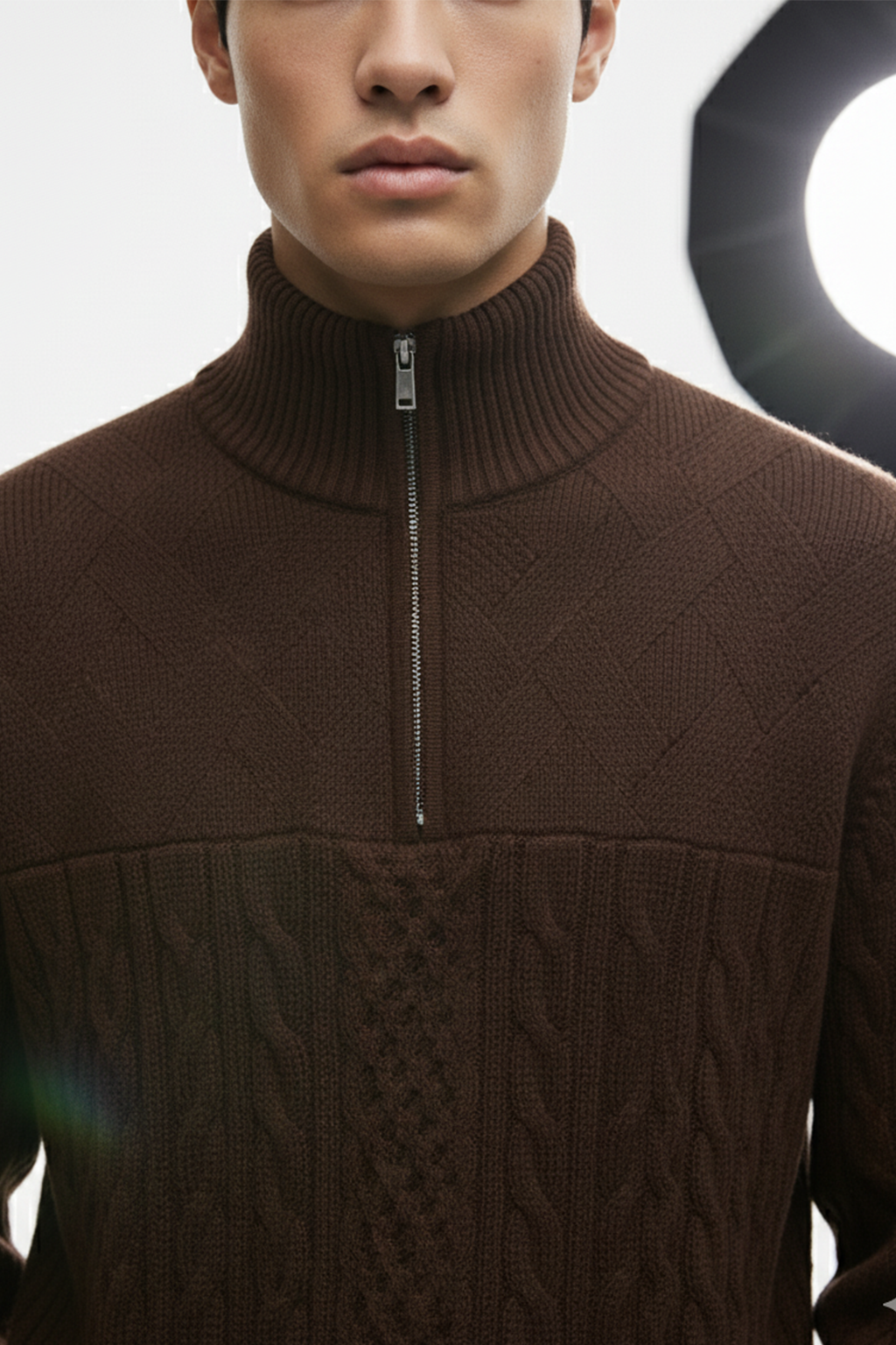 Half-Zip Turtle Neck Sweatshirt | Carter – Coffee Brown