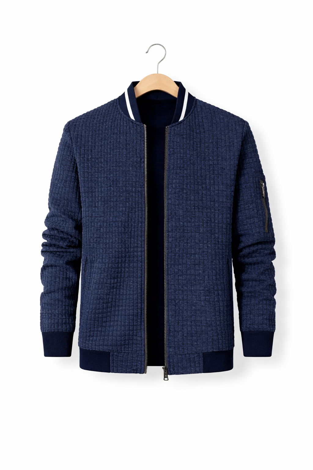 Textured Knit Bomber Jacket