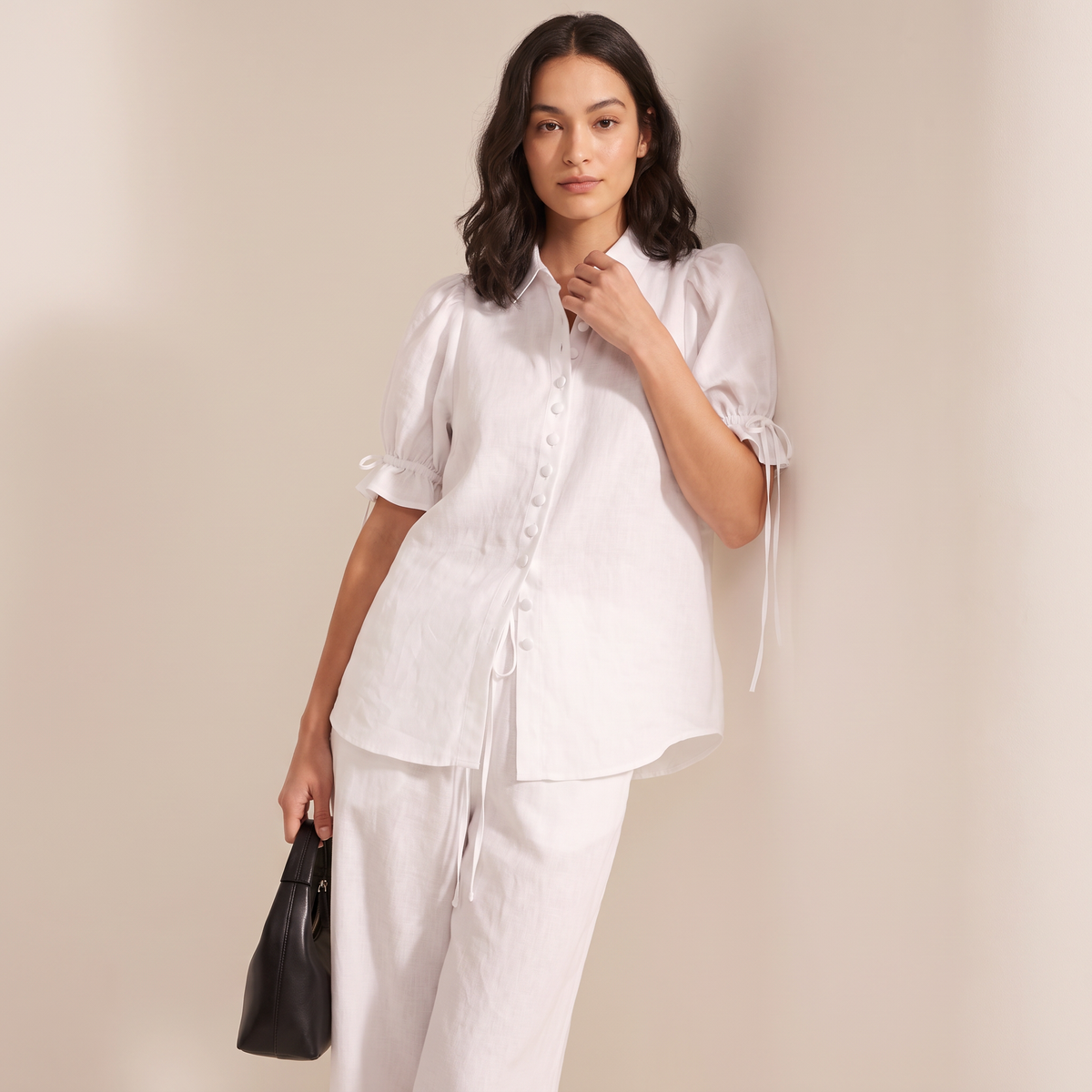 Avielle set met blouse en broek van katoen-linnen