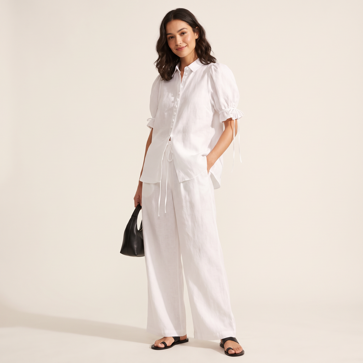 Avielle set met blouse en broek van katoen-linnen