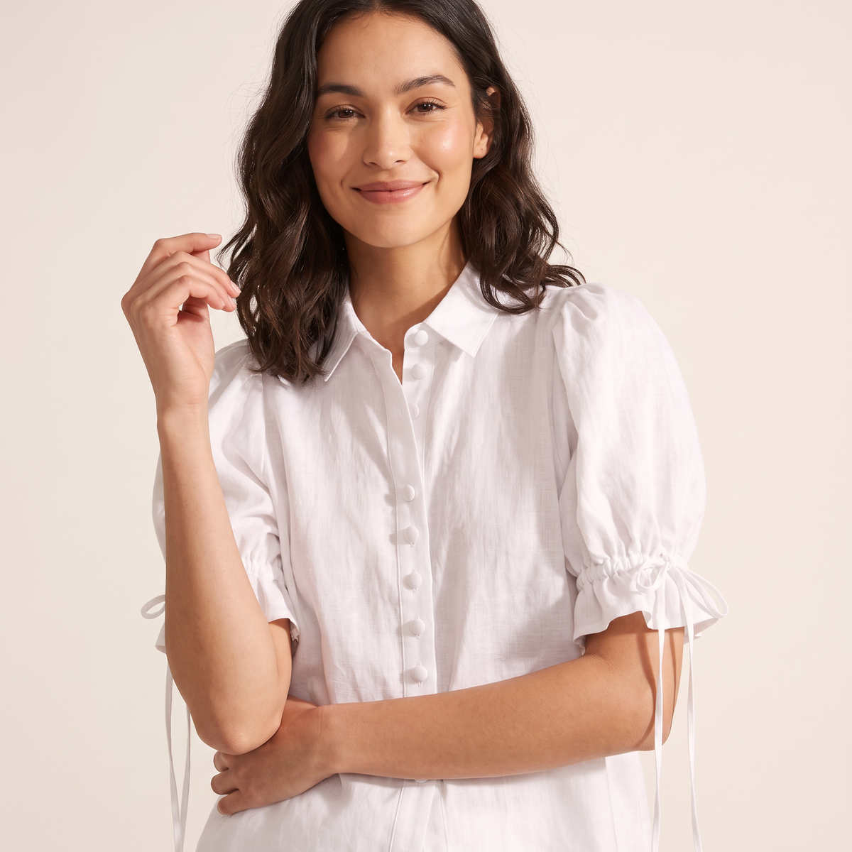 Avielle set met blouse en broek van katoen-linnen